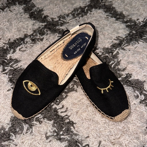 Soludos x Jason Polan Wink Espadrilles in Black/Gold - Picture 3 of 7